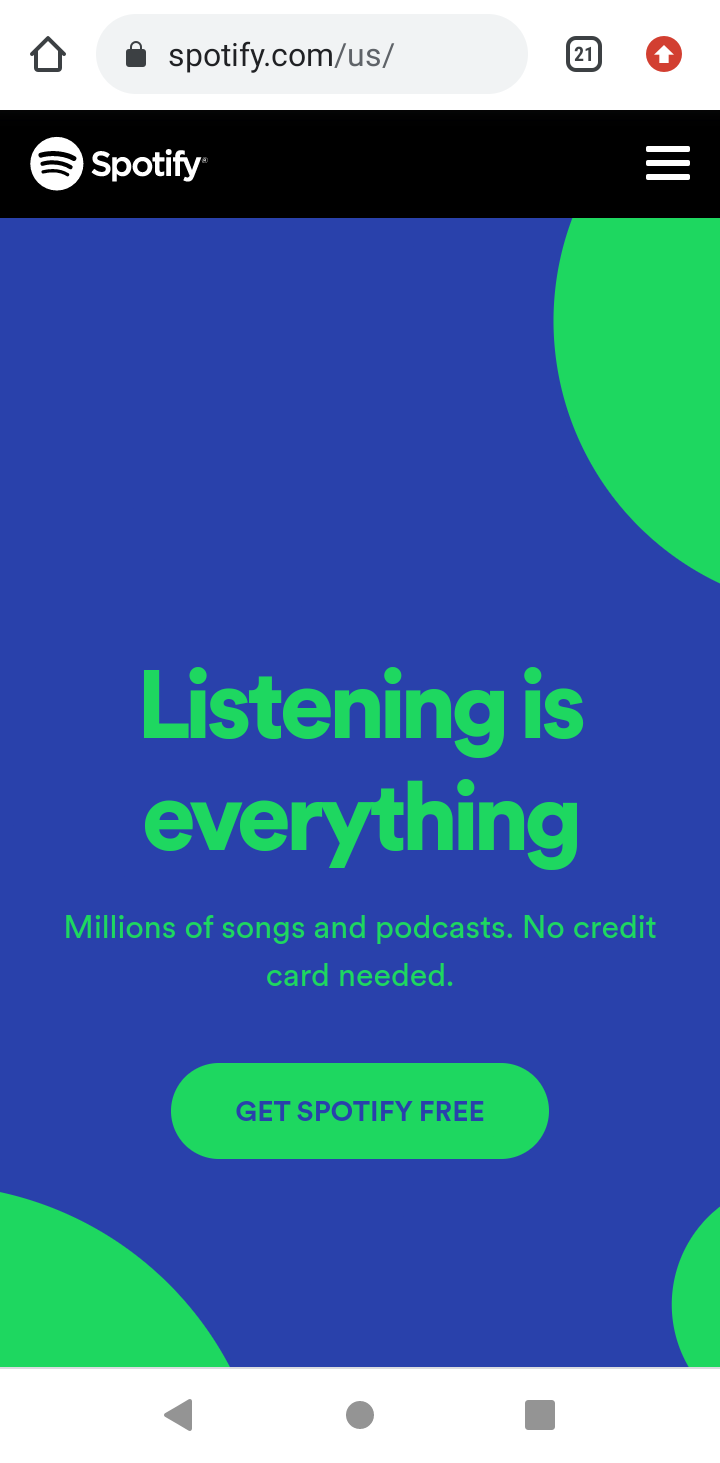 spotify page screenshot